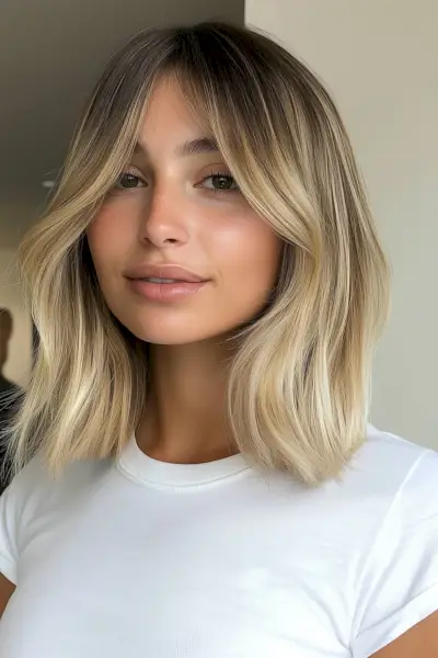 Curtain Bangs on a Long Bob