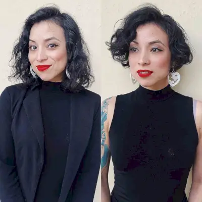 Side-parted curly bob for women