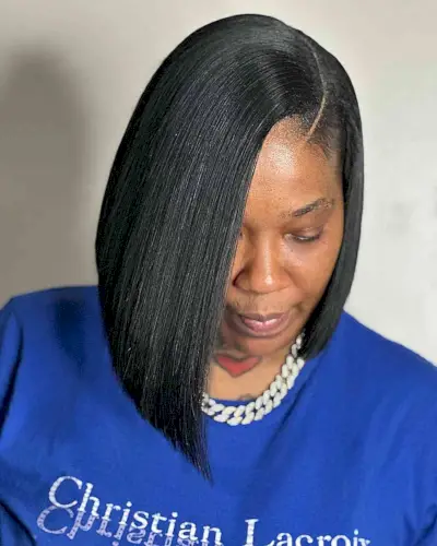 Lace Front Quick Weave with Deep Side-Part Bob
