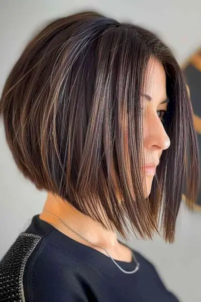 Layered Angled Bob Hairstyle with Subtle Undercut