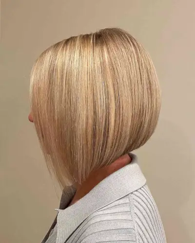 Buttery Blonde Thick Angled Bob
