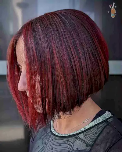 Sleek Angled Bob with Red Panels