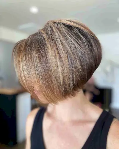 Short Stacked Bob with Blonde Balayage