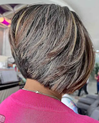 Short Stacked Bob with Natural Blended Tones