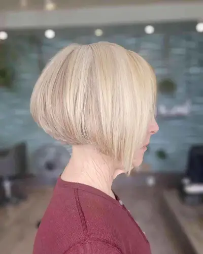 All Natural Color on a Stacked Bob for older women with short straight hair