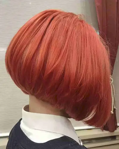 Solid Red-Copper Stacked Bob for Thick haired women at neck-length