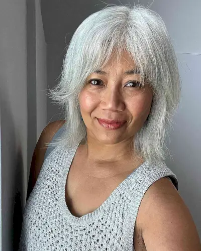 medium layered bob for older women