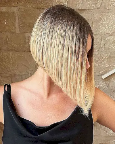 Blonde Balayage A-Line Blunt Bob Hairstyle