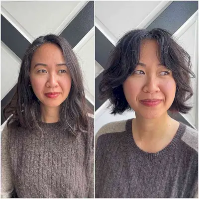 Short Razored Cut Bob with Curtain Bangs