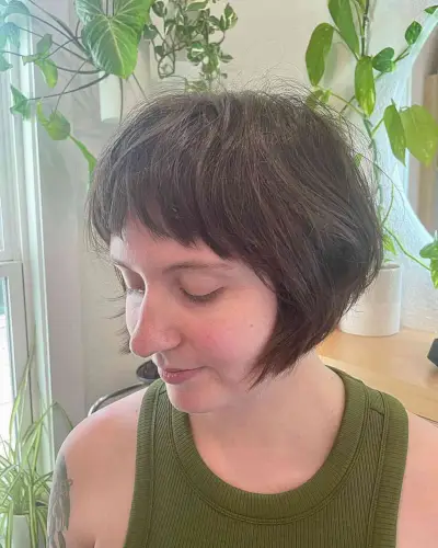 Graduated Razor Cut Bob with Short Bangs