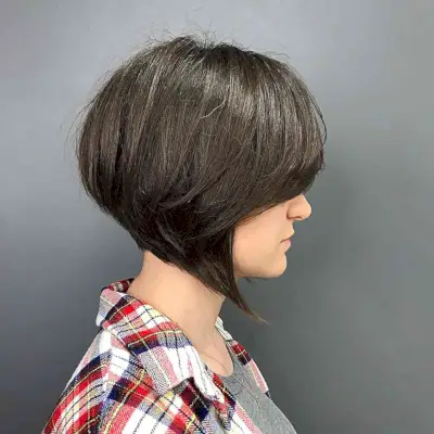 Angled Razored Short Bob with Long Bangs