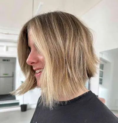 Short Razor Cut Bob and Money Piece for Straight Hair