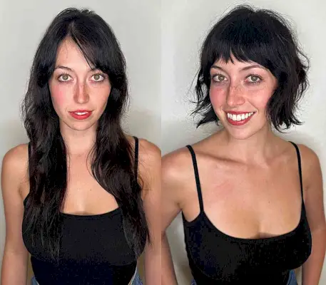 Wavy Chin Bob with Razored Bangs