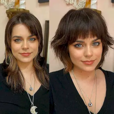 Adorable Razored Butterfly Bob with Bangs