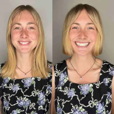 One-Length Razored Bob with Curtain Fringe