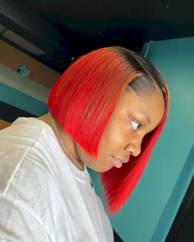 Sleek Razor Red Bob Wig for Black Women