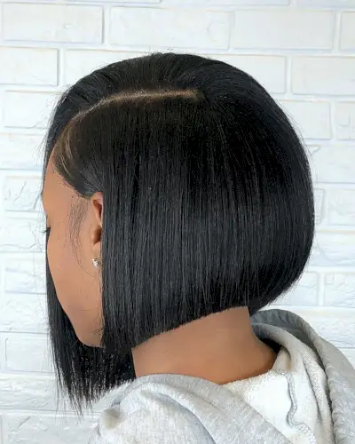 Razored Style Dark Bob with Quick Weave