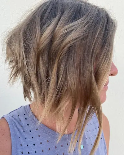 layered bob with razored cut ends