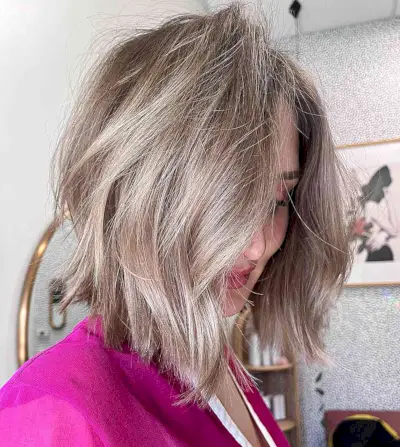 layered medium length razored bob cut