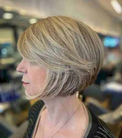 Stacked chin-length bob haircut