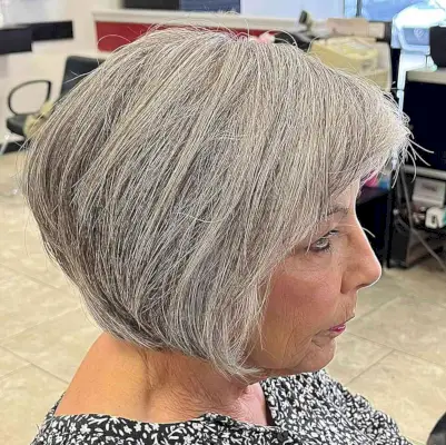 Youthful stacked bob for women over 60