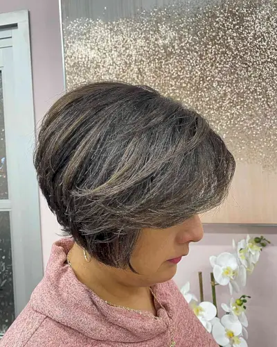 Stacked bob with side bangs