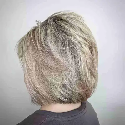 Neck-Length Textured Blunt Bob with Short Layers