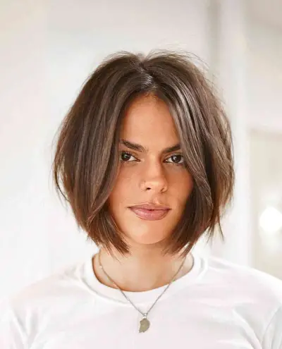 Soft Blunt Bob with Texture for girls with straight hair