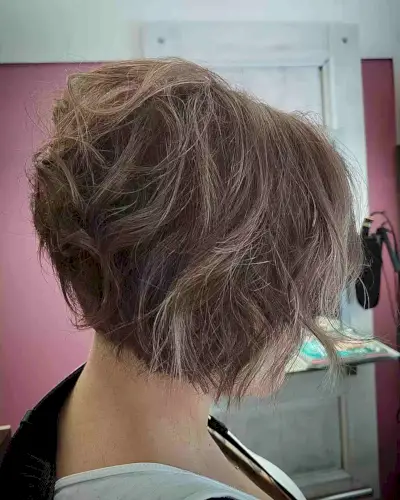 Very Short Textured A-Line Bob with Subtle Babylights