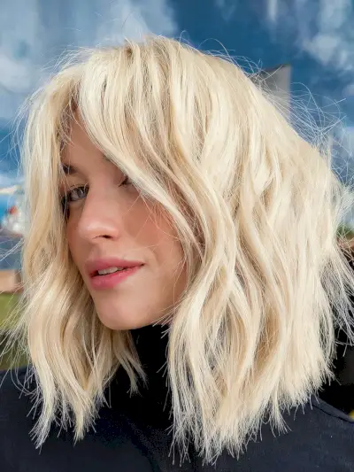 Bright Blonde Textured Choppy Bob