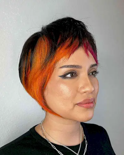 Undercut Shaggy Bob with Amazing Colors and Choppy Bangs