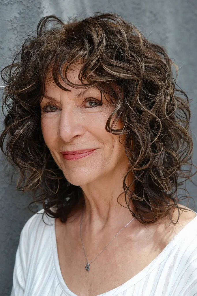 Voluminozen kodrast bob z definiranimi kostanji, ki poudarjajo naravno teksturo za starejše' title=