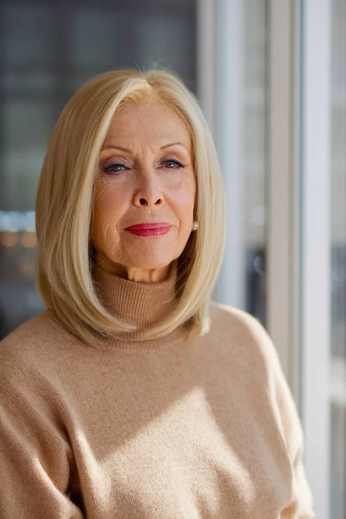 Klasični dolgi bob z mehkimi plastmi nudi brezčasen in eleganten zaključek' title=