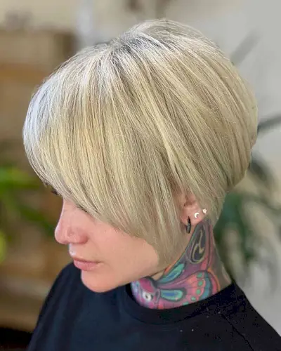 Short Graduated Bobbed Cut with Long Fringe
