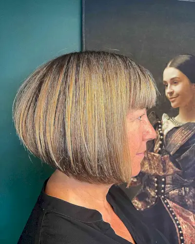 Chin-Length Straight Graduated Bob and Bangs for Thick Hair