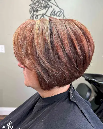 Red Graduated Short Bob with Long Bangs