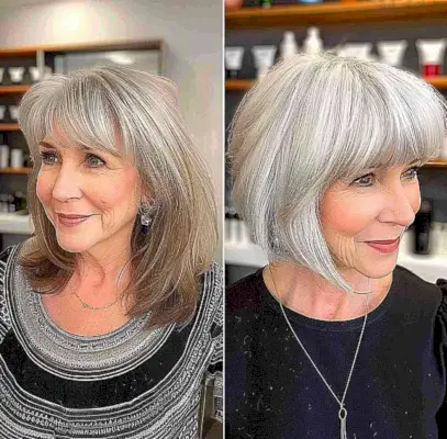 Voluminous Bob with Layers and Side Bangs