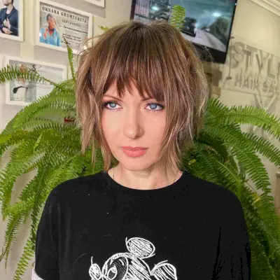 Heavily Layered Bob with Choppy Fringe