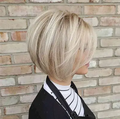 Stacked layered bob with bangs