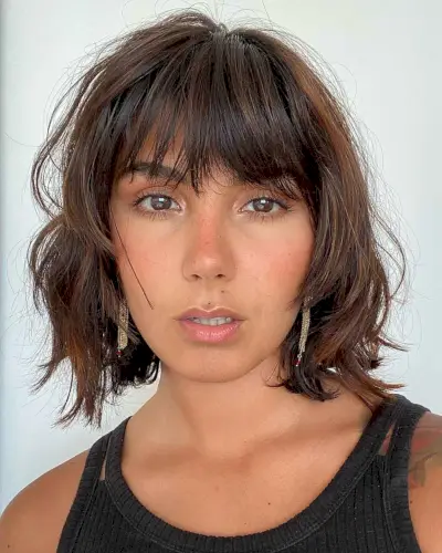 Trendy Layered Bob with Bangs for Women Over 30