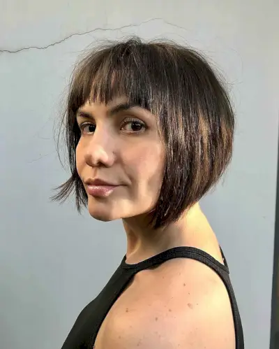 Angled Short Bob with Fringe