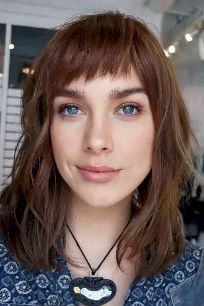 Layered bob with blunt bangs