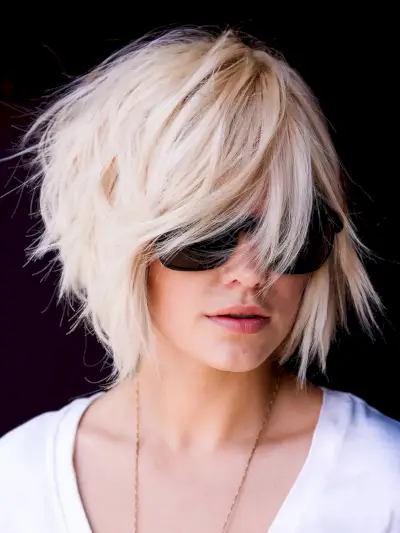 Chin-Length Bob with Layers and Swoop Bangs