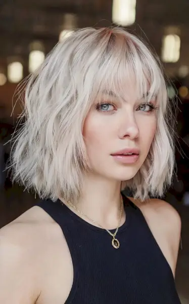 Blunt Bob with Blunt Bangs and Layers