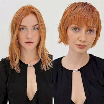 Short Organically-Shaped Layered Bob with Bangs