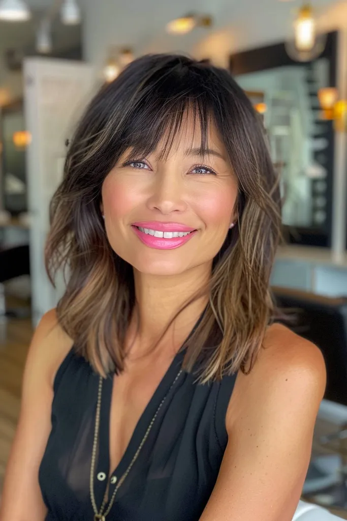 Dlouhý francouzský bob pro tenké vlasy odpovídající věku' title=