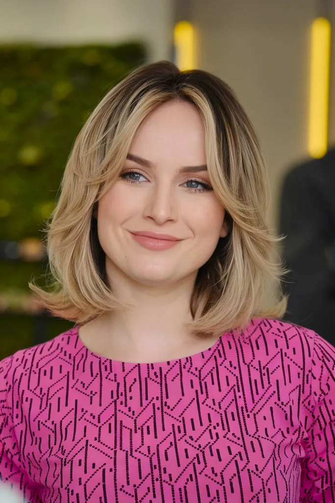 Dlouhý francouzský bob s jemnou záclonovou ofinou pro oválné tváře' title=