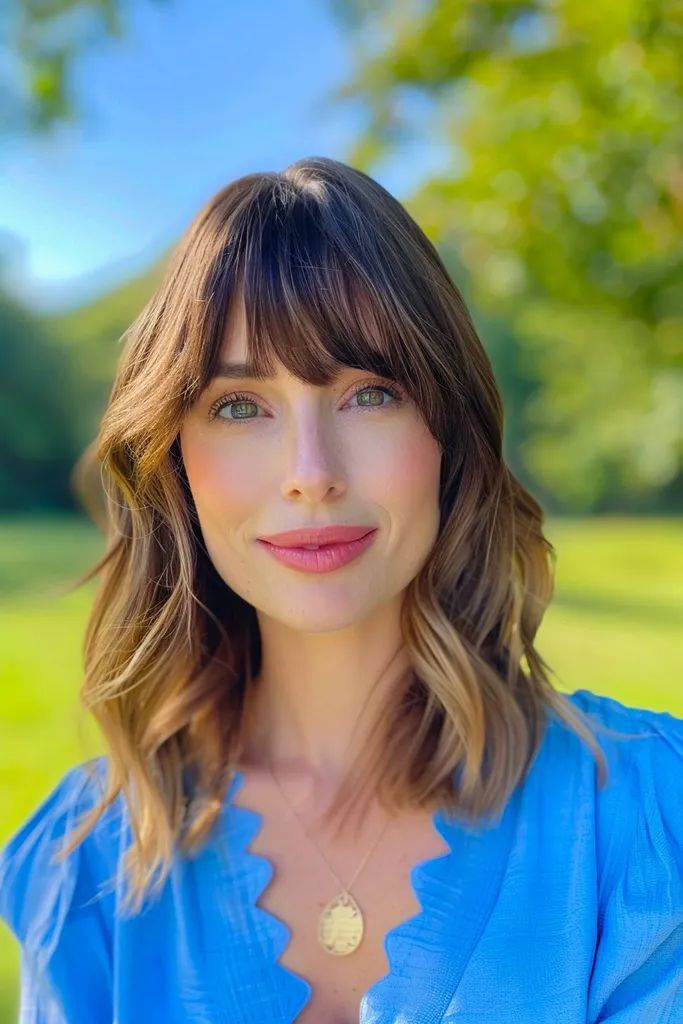 Vyvážený dlouhý francouzský bob pro dlouhé tvary obličeje' title=