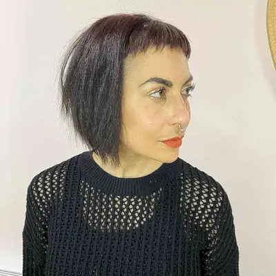 Choppy Inverted Bob Short Hair with Micro Bangs