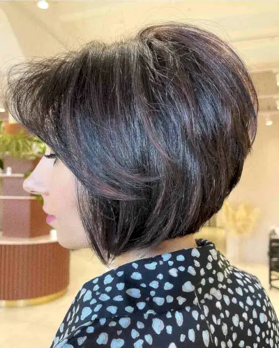 Inverted and Stacked Bobs with Bangs